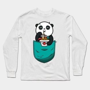 Panda in pocket,Panda eating ramen Long Sleeve T-Shirt